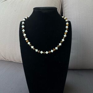 Elegant Stone Choker Necklace Quartz and Tigers Eye